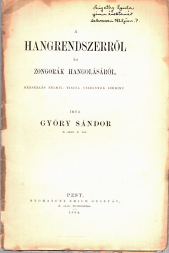 Gy�ry S�ndor - A hangrendszerrl �s zongor�k hangol�s�r�l