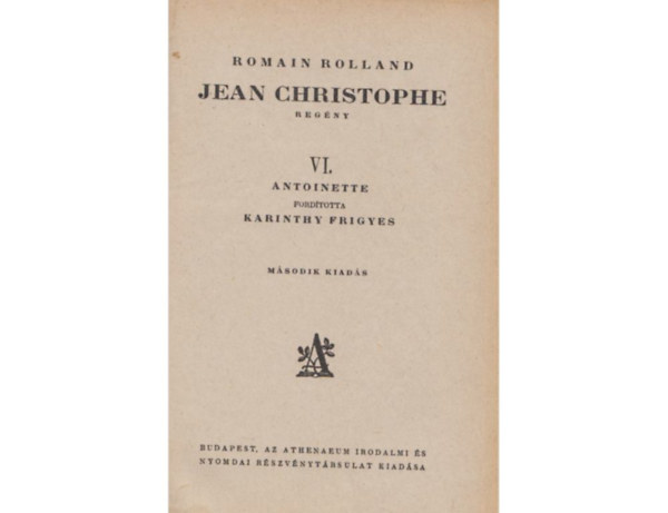 Romaine Rolland - Jean Christophe VI - Antoinette