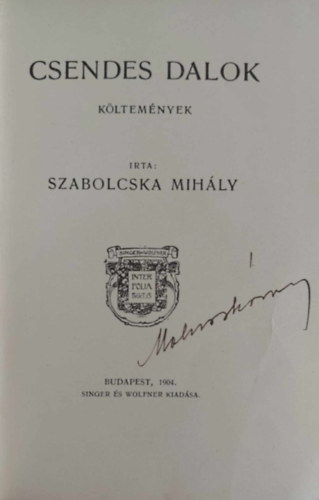 Szabolcska Mihly - Csendes dalok