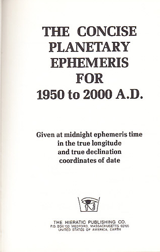 The concise planetary ephemeris for 1950 to 2000 A.D.