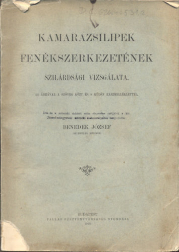 Benedek Jzsef - Kamarazsilipek fenkszerkezetnek szilrdsgi vizsglata (44 brval s 8 rajzzal)