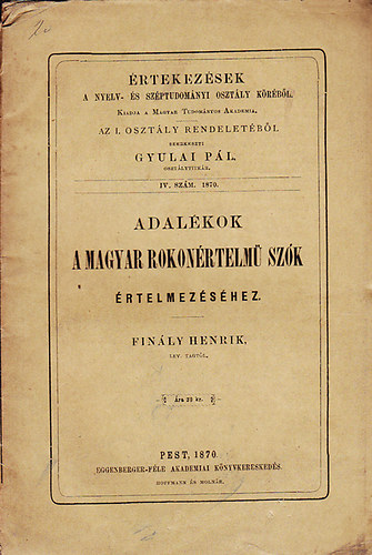 Finly Henrik - Adalkok a magyar rokonrtelm szk rtelmezshez