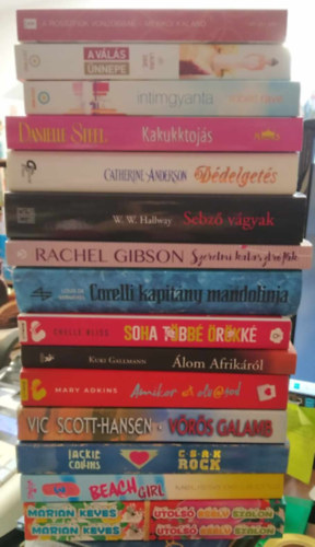 Jackie Collins, EL James, Catherine Anderson, Danielle Steel Marian Keyes - 15 db-os KNYVMENT AJNLAT, romantikus: Utols esly szalon 1-2.+Beach girl3.+Csak rock+Vrs galamb+Amikoe ezt olvasod+lom Afrikrl+Soha tbb rkk+Corelli kapitny mandolinja+Szerelmi katasztrfk+Sebz vgyak+Ddelgets+