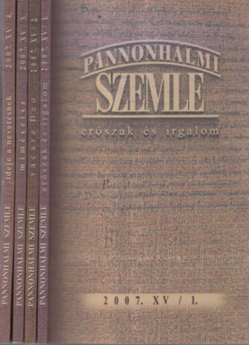 Sulyok Elemr  (fszerk.) - Pannonhalmi Szemle 2007/1-4. (XV., teljes vfolyam)- 4 db. lapszm