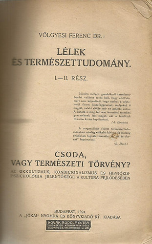 Vlgyesi Ferenc Dr. - Llek s termszettudomny