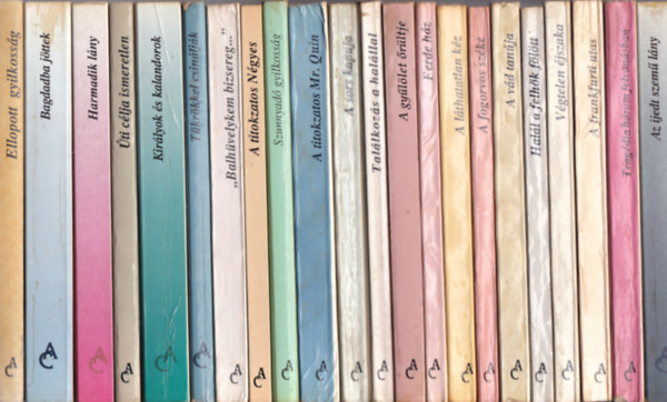Agatha Christie - 22 db. Hunga knyvek Agatha Christie krimi (Ellopott gyilkossg + Bagdadba jttek + Harmadik lny + ti clja ismeretlen + Kirlyok s kalandorok + Tkrkkel csinljk + "Bahvelykem bizsereg..." + A titokzatos Ngyes + Szunnyad gyi