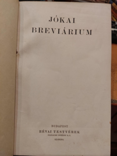 Rvai Testvrek - Jkai brevirium