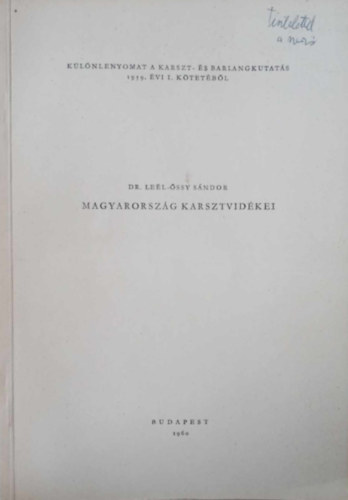 Dr. Lel-ssy Sndor - Magyarorszg karsztvidkei