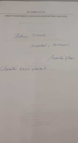 Gombs Istvn - A meztri reformtus gimnzium fgimnziumm szervezse 1850-1915