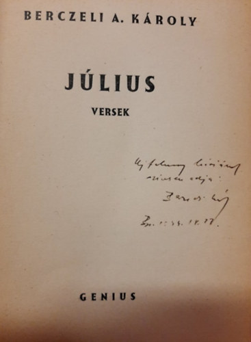 Berczeli A. Kroly - Jlius. Versek