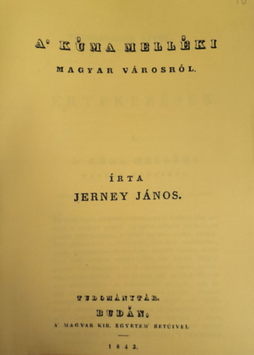 Jerney Jnos - A' Kma mellki magyar vrosrl