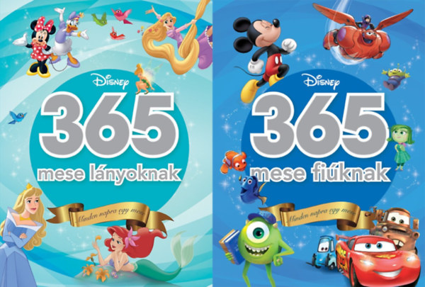 Eisner Zsuzsanna (szerk.), Balla Nóra (szerk.), Horváth Vivien (szerk.), Sepsi László (szerk.), Takács Andrea (szerk.) Bardi Betty (szerk.) - 2 db Disney mesegyűjtemény: 365 mese lányoknak - Minden napra egy mese + 365 mese fiúknak - Minden napra egy mese