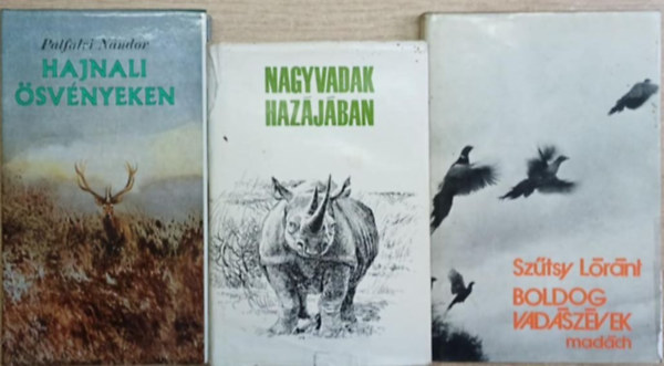 Pálfalvi Nándor, Véber Károly, Szűtsy Lóránt - 3 db vadászkönyv: Hajnali ösvényeken - Nagyvadak hazájában - Boldog vadászévek