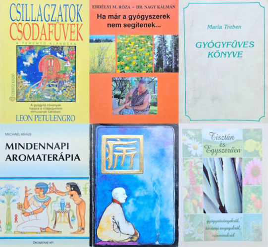 Leon Petulengro, Maria Treben, Urbn Istvn-Sary Kornlia, Michael Kraus, Milesz Sndor dr. Erdlyi Rza Dr. Nagy Klmn - 6 db termszetgygysz knyv: Ha mr a gygyszerek nem segtenek... + Csillagzatok, csodafvek - A teremt ajndka + Maria Treben gygyfves knyve + Qi avagy az leter megrzsnek si, knai mdjai +  Mindennapi aromaterpi