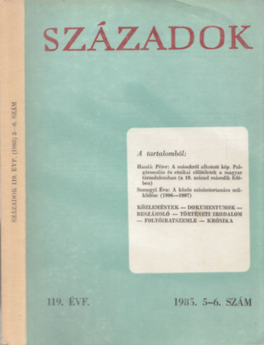 Tilkovszky Lor�nt, Urb�n Alad�r P�l Lajos - Sz�zadok 119. �vfolyam 5-6. sz�m