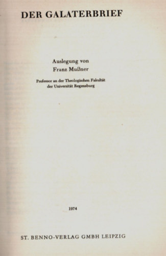 Franz Mussner - Der Galaterbrief.