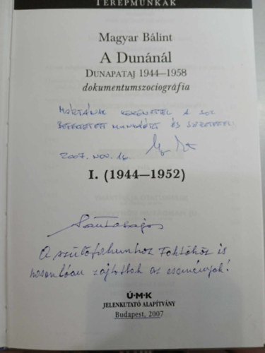 Magyar Blint - A Dunnl I-II. - Dunapataj 1944-1958 dokumentumszociogrfia
