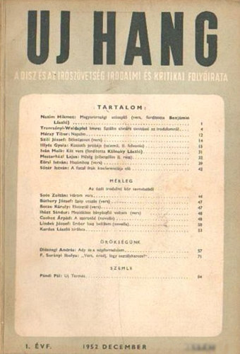 Benj�min L�szl�  (szerk.) - Uj hang - I. �vfolyam 11. sz�m, 1952. december