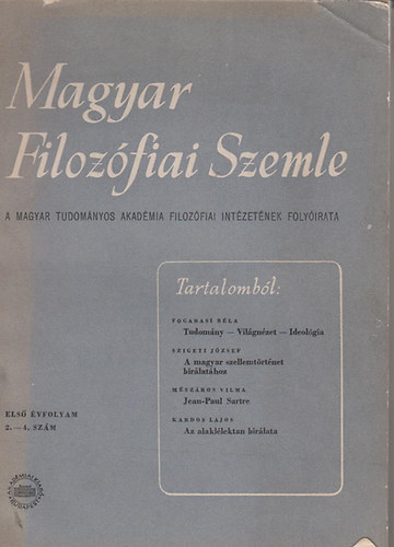 Magyar Filozófiai Szemle - 2 évfolyam 1-2., 3-4. szám