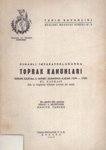 Hadiye Tuncer - Osmanli ImparatorlugundaToprak Kanunlari