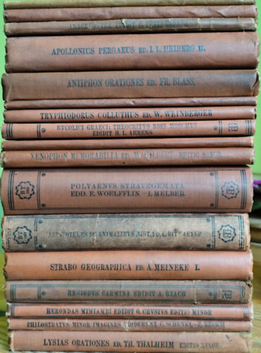 Herondas, Hésziodosz, Strabonis, Arisztotelész, Polyaenus, Xenophon, Hesychius Milesius, Tryphiodorus, Colluthus, Anthipón, Apollonius Pergaeus, Aiszkülosz Philostratos - Bibliotheca Teubneriana - 7. könyvcsomag (17 kötet) (görög-latin nyelven)