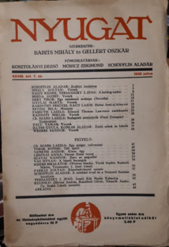 Nyugat XXVIII. vf. 7. szm (1935. julius)