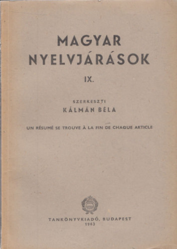 Klmn Bla  (szerk.) - Magyar nyelvjrsok IX.