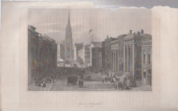 Wall Street New York ( New York, Amerika) (16x23,5 cm mret eredeti aclmetszet, 1856-bl)