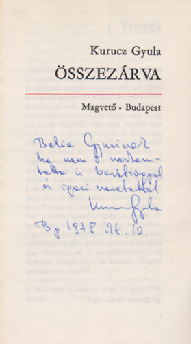 Kurucz Gyula - Összezárva (Dedikált)