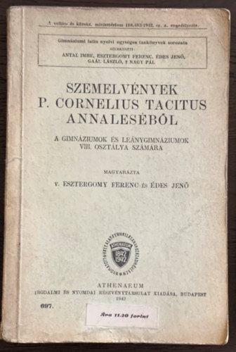 Szemelvnyek P. Cornelius Tacitus annalesbl (A gimnziumok s lenygimnziumok VIII. osztlya szmra)