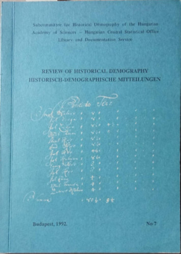 Kovacsics József (szerk.) - Review of historical demography - Historisch-demographische Mittelungen