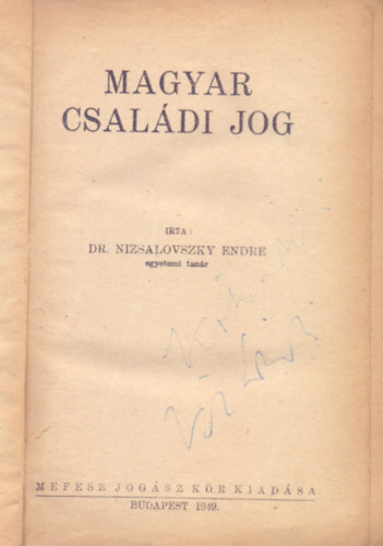 Dr. Nizsalovszky Endre - Magyar csaldi jog