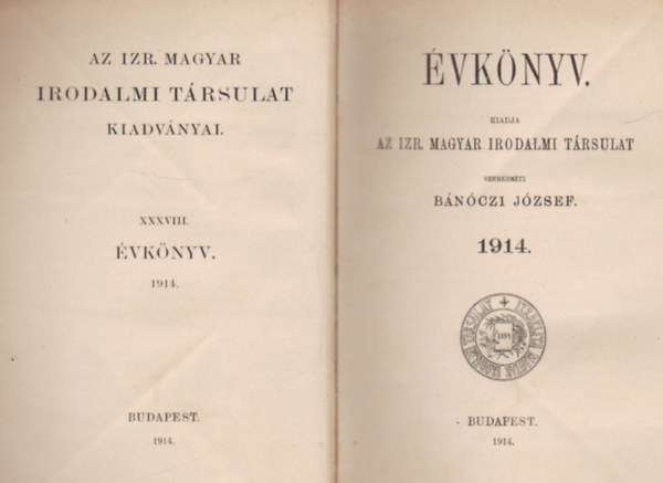 Bnczi Jzsef  (szerk.) - Izraelita Magyar Irodalmi Trsulat  (IMIT) vknyv 1914.
