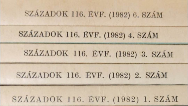 Szzadok 1982/1-6. (A Magyar Trtnelmi Trsulat kzlnye)