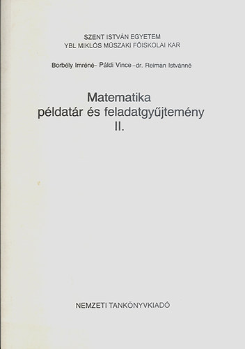 Pldi Vince,Borbly Imrn,Dr.Reiman Istvnn - Matematika pldatr s feladatgyjtemny 2.