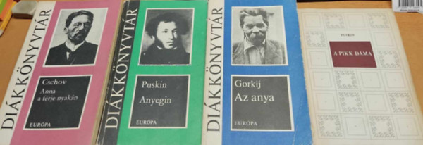 Puskin, Gorkij Csehov - 4 db orosz irodalom: A pikk dma + Anna a frje nyakn + Anyegin + Az anya