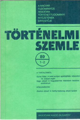 Hank Pter, L. Nagy  Zsuzsa, Vikol Katalin Engel Pl - Trtnelmi szemle 1989/1-2