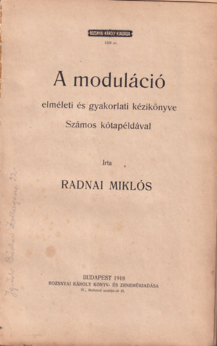Radnai Miklós - A moduláció elméleti és gyakorlati kézikönyve