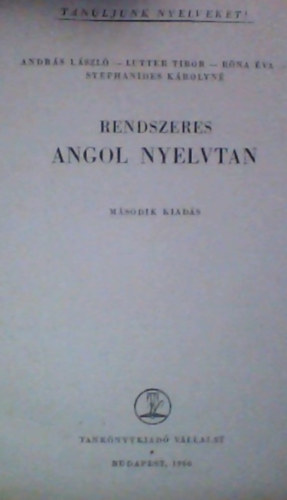 Lutter, Rna, Stephanides Andrs - Rendszeres angol nyelvtan