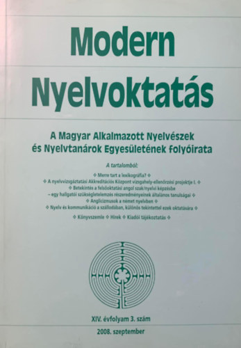 Modern Nyelvoktats 2008. szeptember - XIV. vfolyam 3. szm