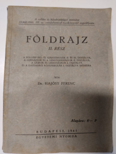 Hajsy Ferenc dr. - Fldrajz II. rsz