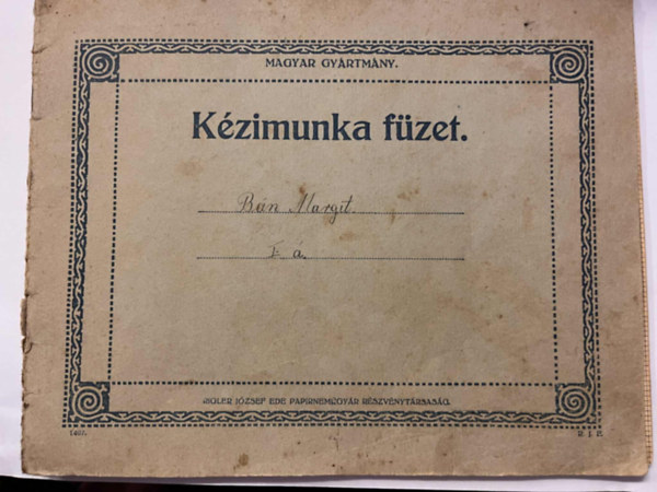 Rigler József Ede Papírneműgyár Részvénytársaság - Kézimunka füzet - Egyedi rajzok a 30-as évekből