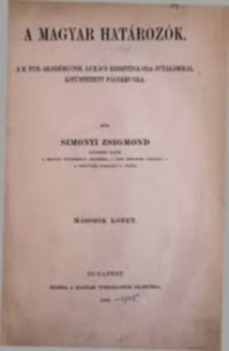 Simonyi Zsigmond - A magyar határozók II. kötet