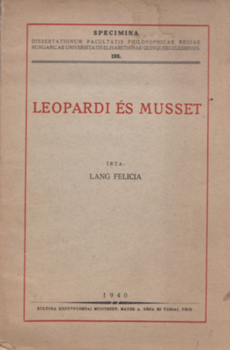 Lang Felicia - Leopardi �s Musset (dedik�lt)