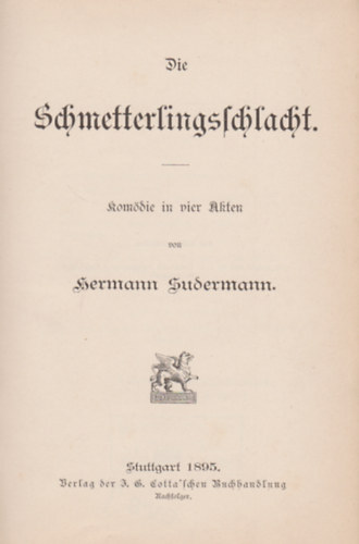 Sudermann Hermann - Die Schmetterlingsschlacht