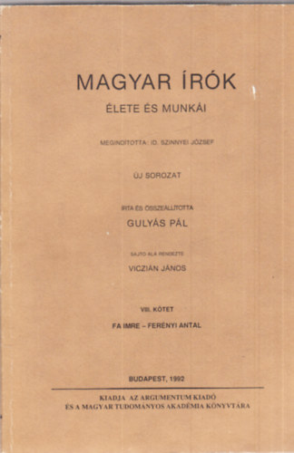 Gulys Pl - Magyar rk lete s munki VIII.