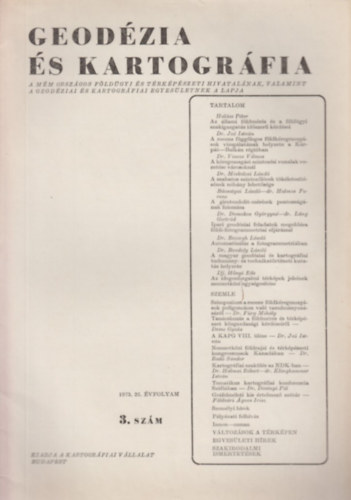 Dr. Jo Istvn  (szerk.) - Geodzia s Kartogrfia 1973/3. szm