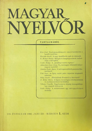 Keszler Borbla  (szerk.) - Magyar Nyelvr 119. vf. 1995. 1-4. szm (teljes)