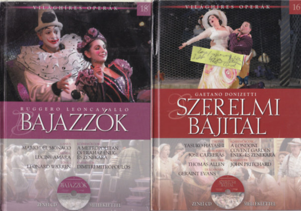 Leoncavallo, Donizetti Johann Strauss - 3 db Vilghres operk CD mellklettel  ( egytt ) 1. Szerelmi bjital, 2. Bajazzk, 3. A denevr