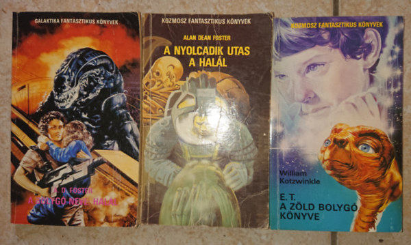 3 db klasszikus Sci -fi knyv: A nyolcadik utas a hall, A bolyg neve hall, E.T. - A zld bolyg knyve